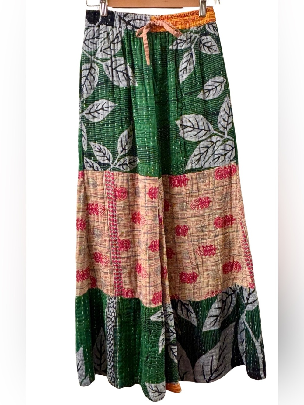 100% Cotton, Kantha Fabric Wide Leg Pants